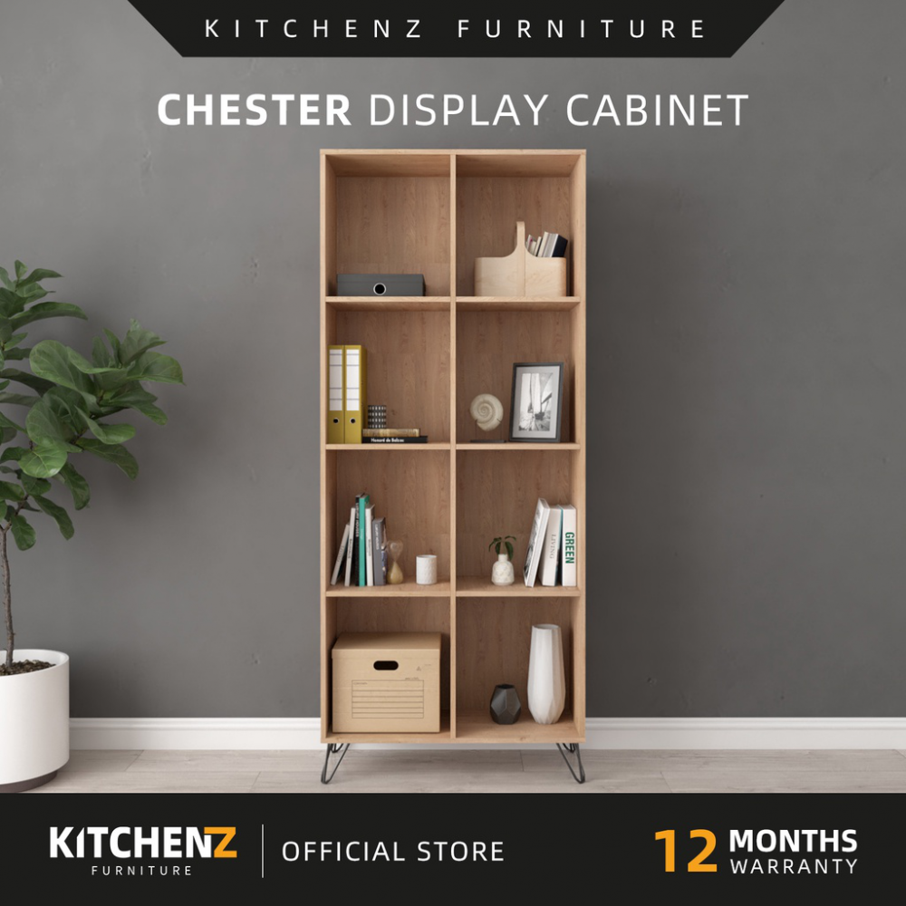 KitchenZ Chester Series 2.6Ft Display Book Shelf Rak Buku