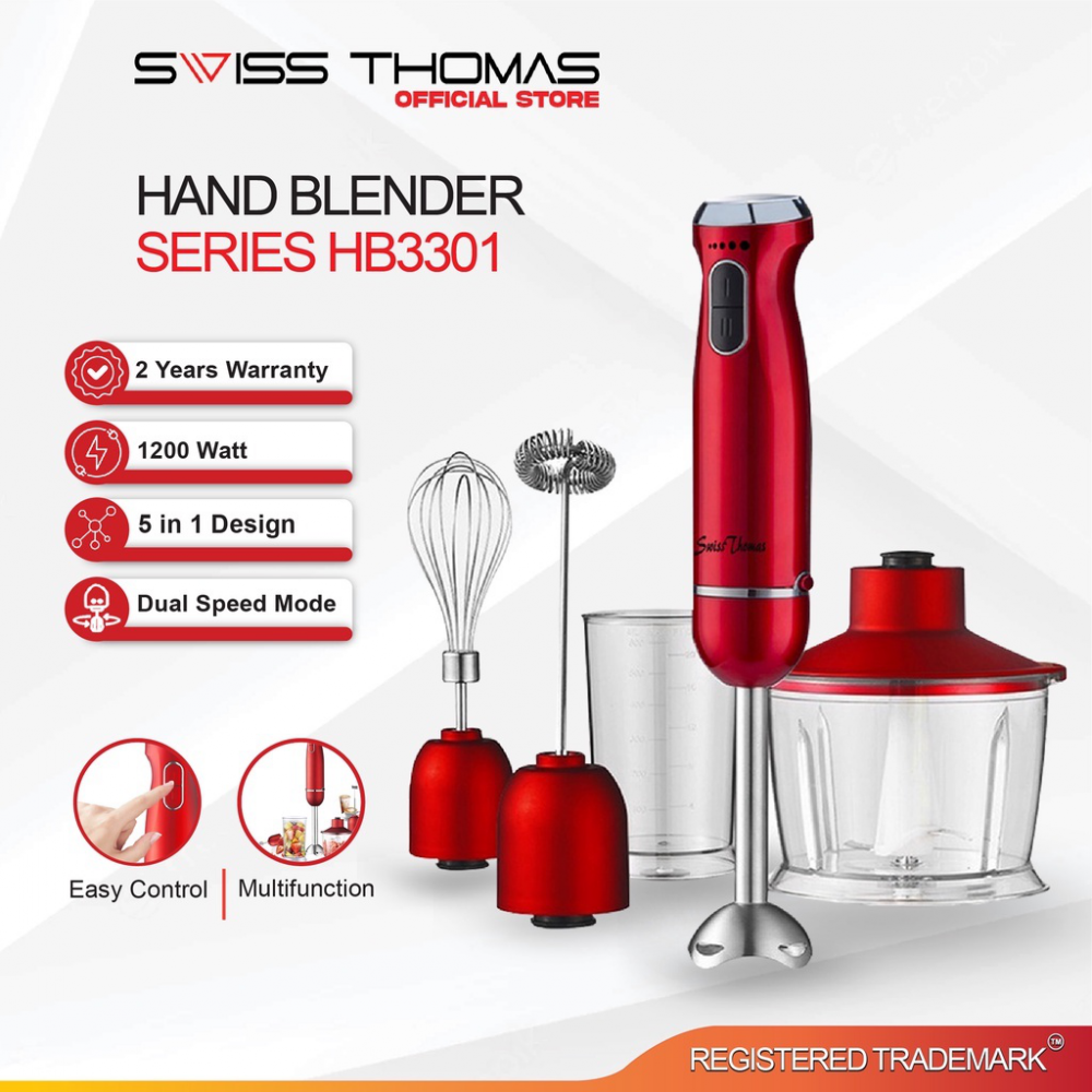 SwissThomas 5 in 1 Hand Mixer (1200W) HB3301 Grinder Frother Whisker Food Chopper Grinder Pengisar Subplace: Subscriptions Make Life Easier
