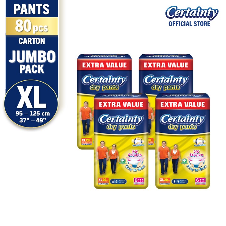 Certainty DryPants Jumbo Pack XL 20 pcs x 4 packs