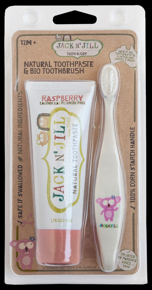 Jack N' Jill Buddy Pack Natural Raspberry Toothpaste 50g + Koala Bio ...