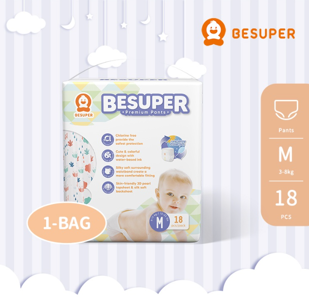 Besuper Chlorine Free Wood Pulp Ultra Soft Pull Up Pant Diapers M Size Subplace Subscriptions