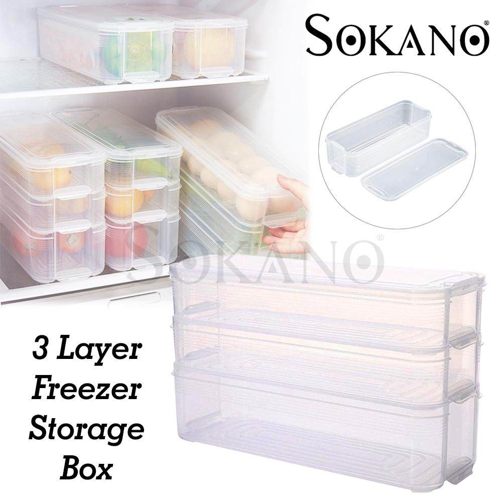 SOKANO 3 Layer Freezer Storage Box Stackable Plastic Storage box (Set ...