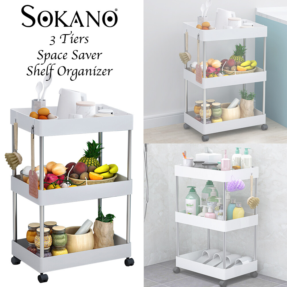 SOKANO Z843 Premium 3 Tiers Kitchen Bathroom Rack Wide & Slim Space ...
