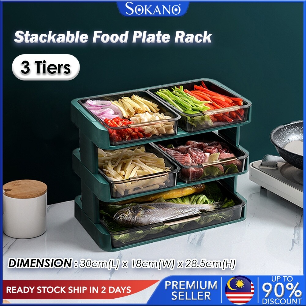 SOKANO FC009 Stackable Food Plate Rack Food Serving Table Tray ...